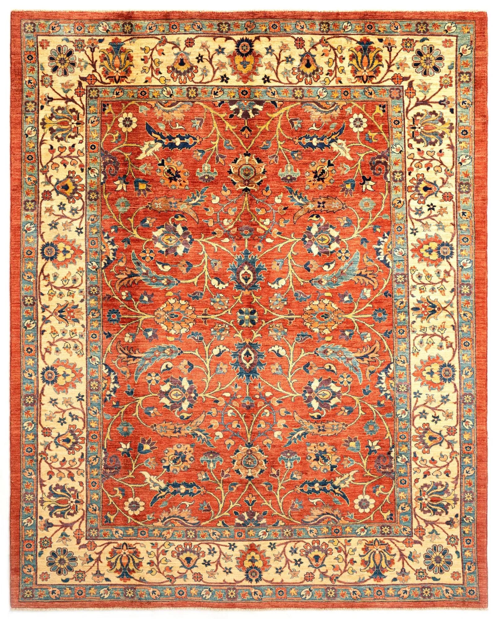 Orange Color Ariana Hand-Knotted Wool Rug