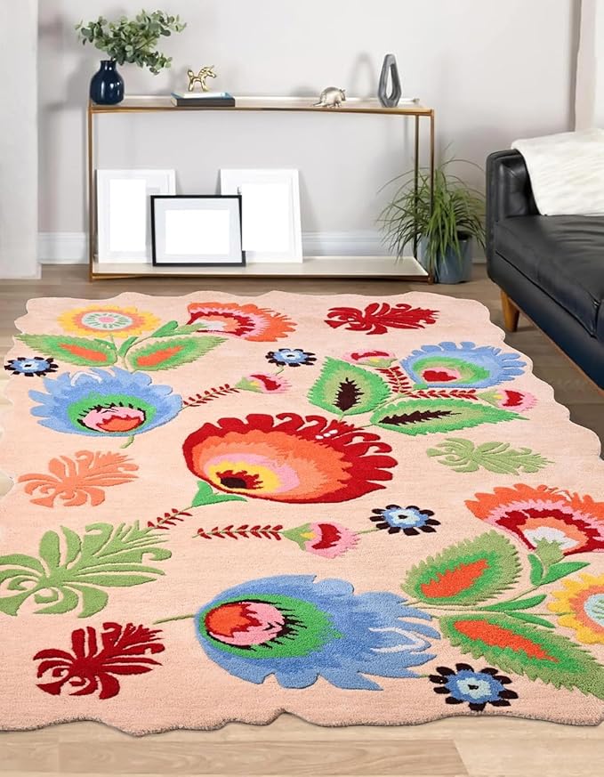 Almond Foliage Hand-Tufted Irregular Rug