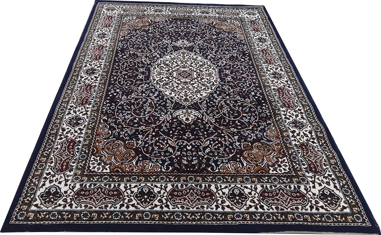 Black Color Kashmiri Persian Design Area Rug