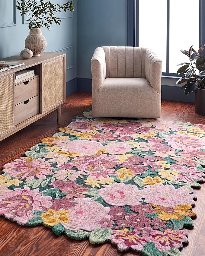 Multicolor Foliage Hand-Tufted Irregular Rug