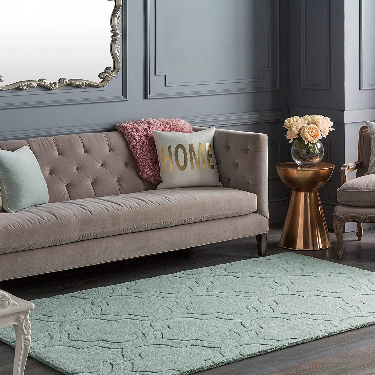 Lite Pista Green Moraccan Cut-Loop Hand-Tufted Wool Rug