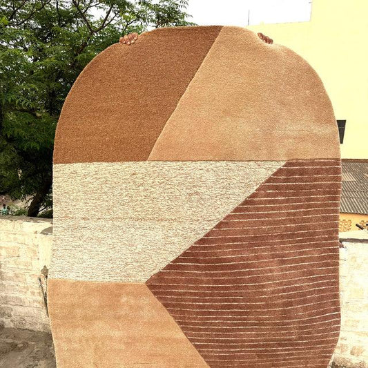 Classic Beige & Rust Irregular Rug