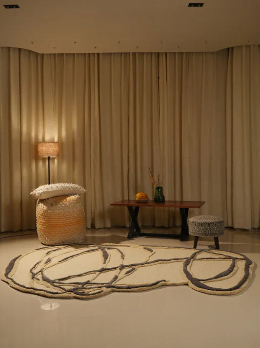 Curved Camel Irregular Carpet & Rug