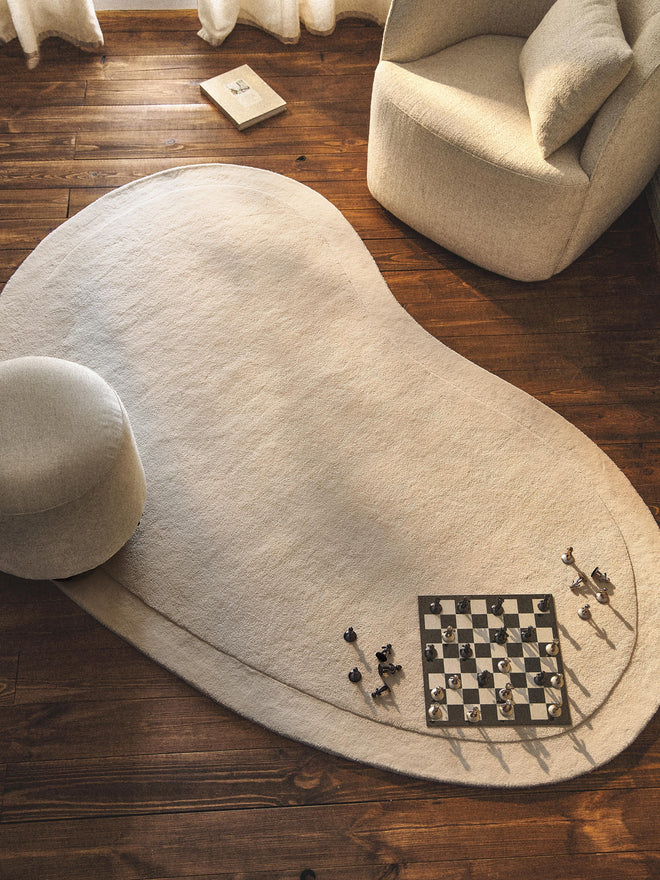 Ivory Color Hand-Tufted Irregular Rug