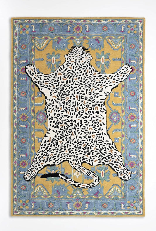 Vintage Leopard Wool Carpet & Rug