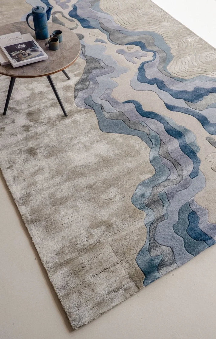 Multicolor Viscose Silk & Wool Hand-Tufted Rug