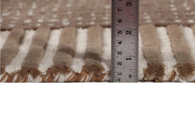 Ivory Brown Color Premium Handmade Woolen Irregular Rug