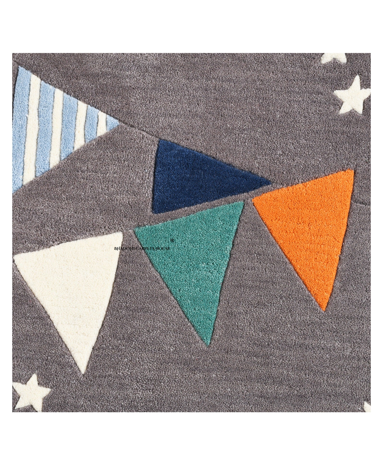 Grey Flags – Handmade Wool Nursery Rug, Baby Room, Kid’s Room, Playroom, Child’s Space Area Rug, Toddler Bedroom Carpets – Perfect for Children's Room Décor