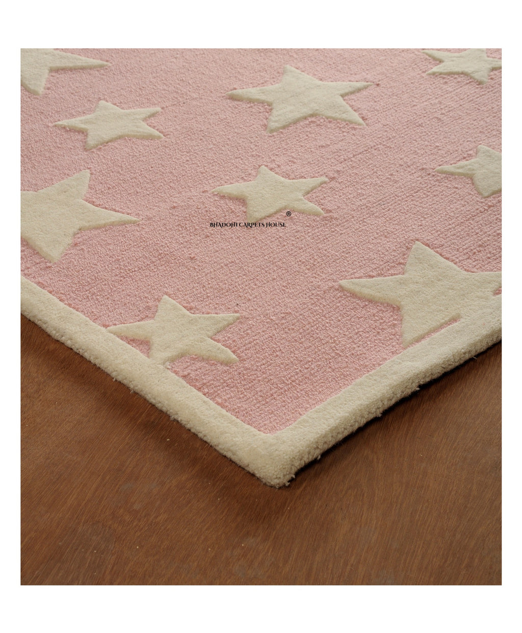 Pink Stars – Handmade Wool Nursery Rug, Baby Room, Kid’s Room, Playroom, Child’s Space Area Rug, Toddler Bedroom Carpets – Perfect for Children's Room Décor