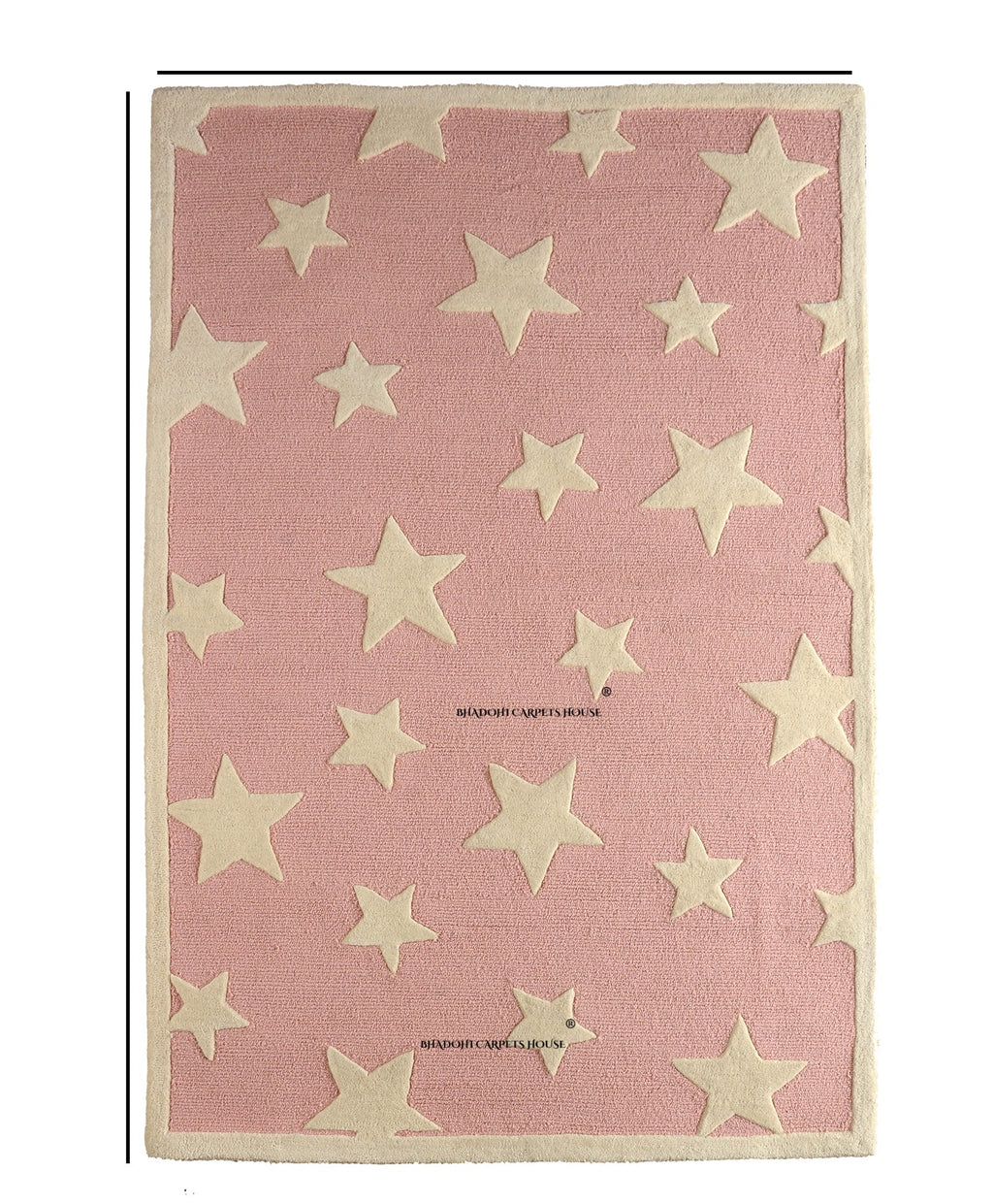Pink Stars – Handmade Wool Nursery Rug, Baby Room, Kid’s Room, Playroom, Child’s Space Area Rug, Toddler Bedroom Carpets – Perfect for Children's Room Décor