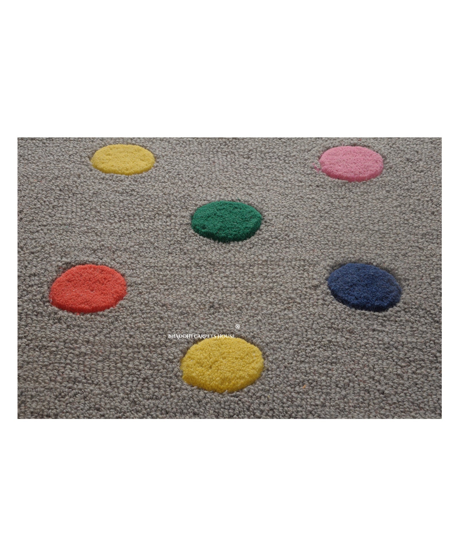 Grey Dots – Handmade Wool Nursery Rug, Baby Room, Kid’s Room, Playroom, Child’s Space Area Rug, Toddler Bedroom Carpets – Perfect for Children's Room Décor