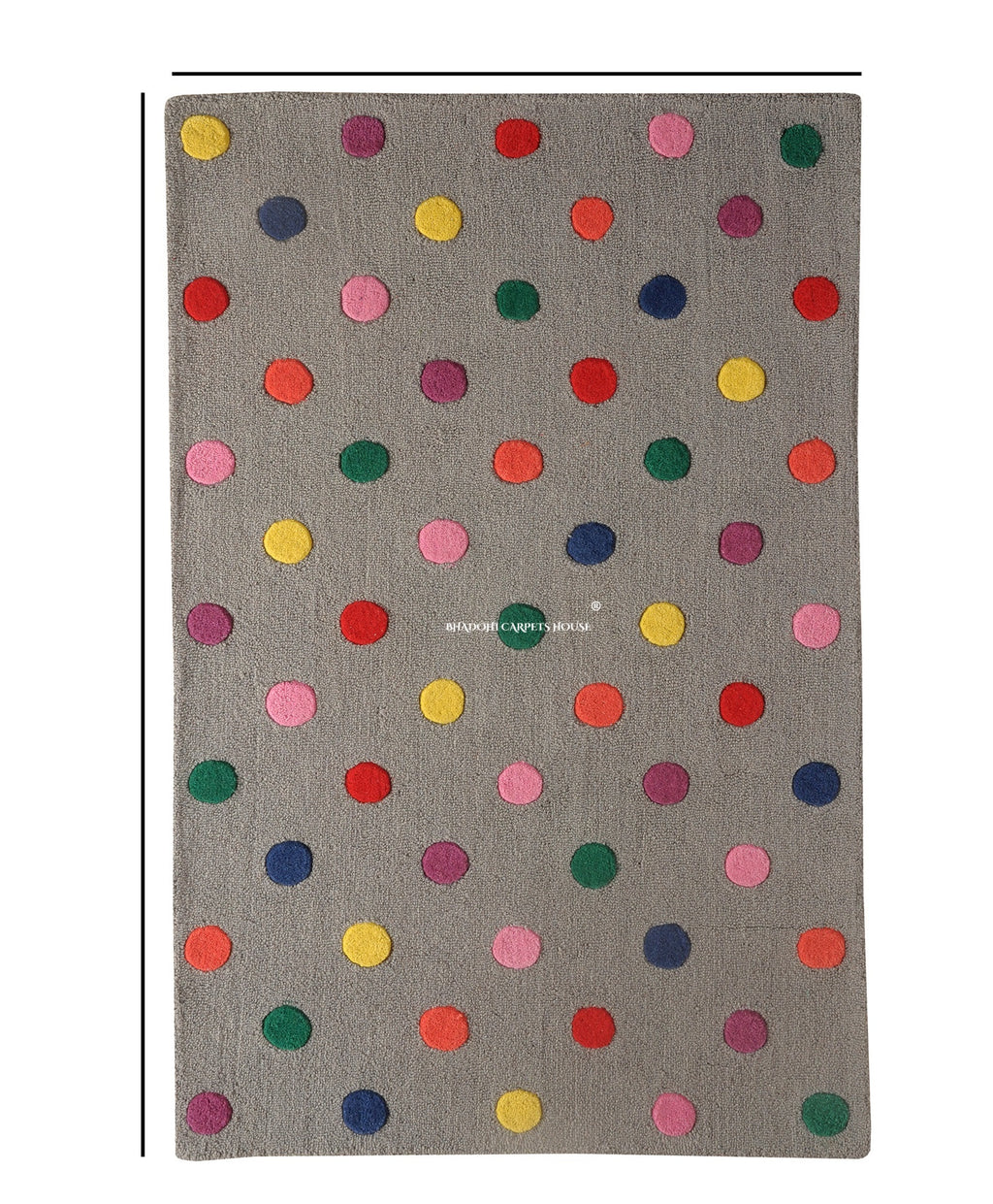 Grey Dots – Handmade Wool Nursery Rug, Baby Room, Kid’s Room, Playroom, Child’s Space Area Rug, Toddler Bedroom Carpets – Perfect for Children's Room Décor
