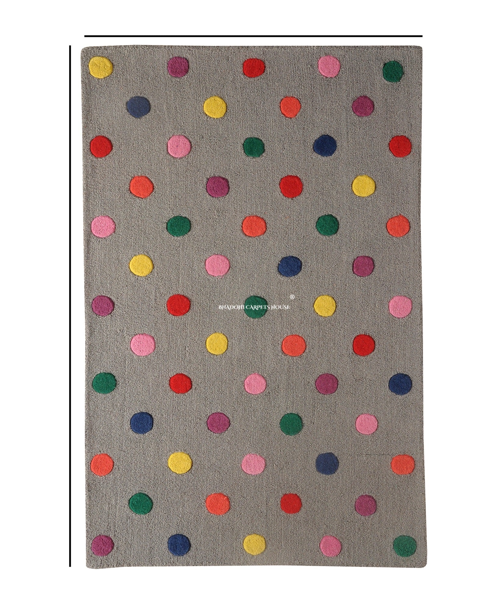 Grey Dots – Handmade Wool Nursery Rug, Baby Room, Kid’s Room, Playroom, Child’s Space Area Rug, Toddler Bedroom Carpets – Perfect for Children's Room Décor