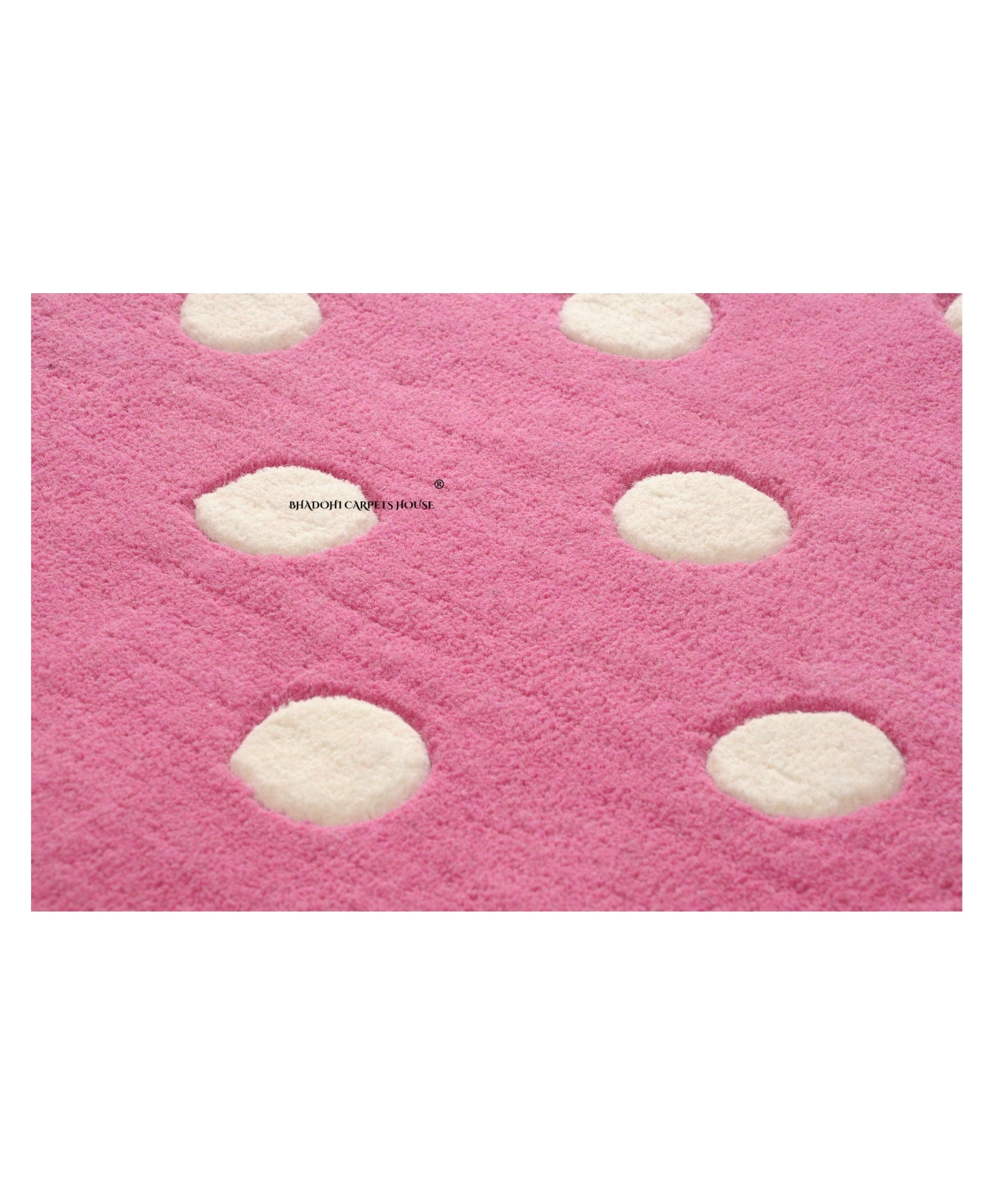Pink Dots – Handmade Wool Nursery Rug, Baby Room, Kid’s Room, Playroom, Child’s Space Area Rug, Toddler Bedroom Carpets – Perfect for Children's Room Décor