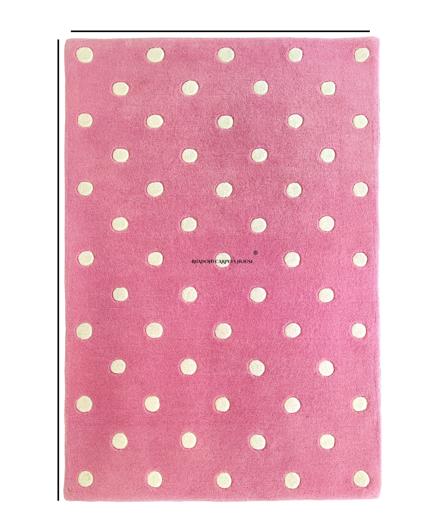 Pink Dots – Handmade Wool Nursery Rug, Baby Room, Kid’s Room, Playroom, Child’s Space Area Rug, Toddler Bedroom Carpets – Perfect for Children's Room Décor
