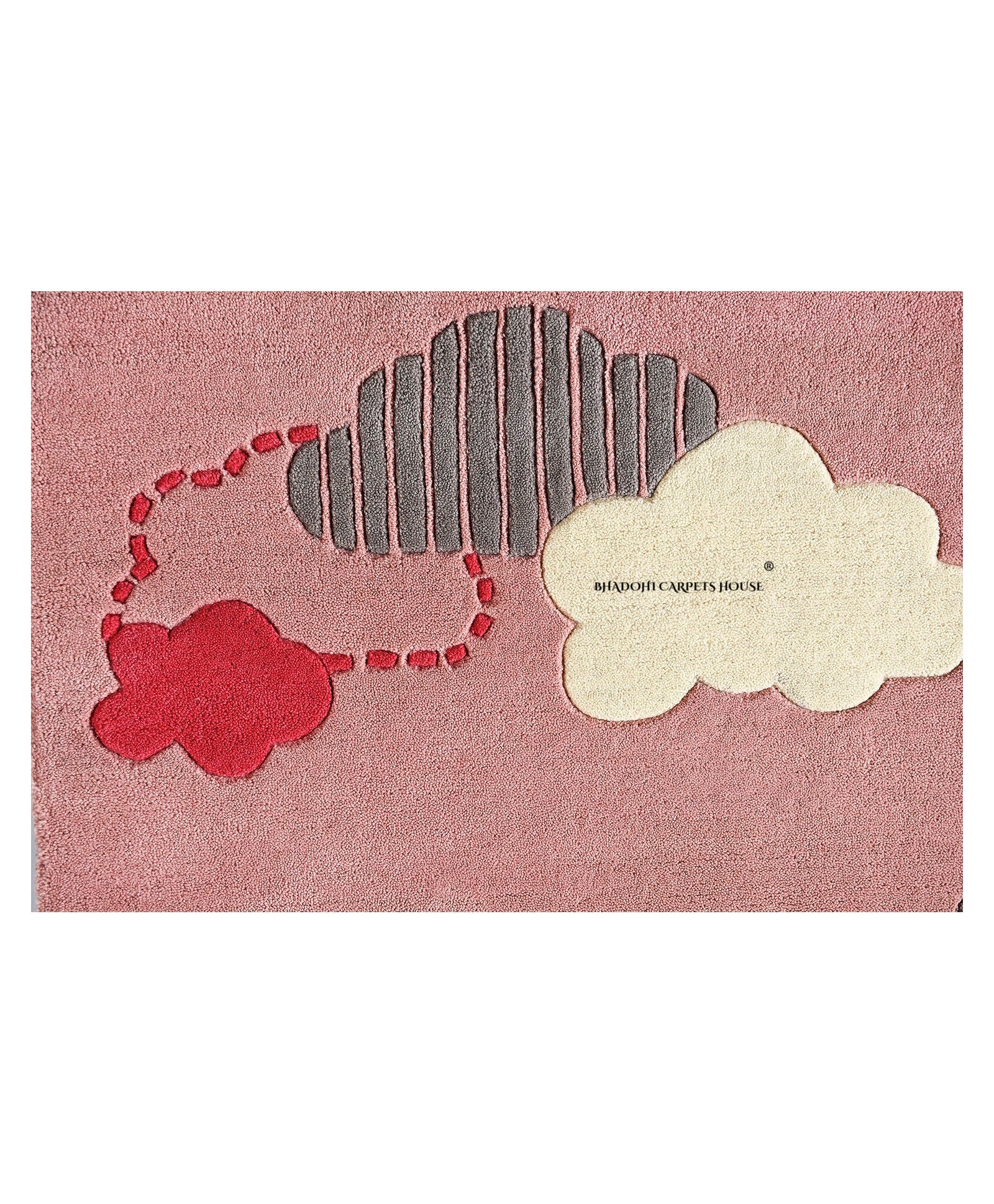 Pink Cloudscape – Handmade Wool Nursery Rug, Baby Room, Kid’s Room, Playroom, Child’s Space Area Rug, Toddler Bedroom Carpets – Perfect for Children's Room Décor