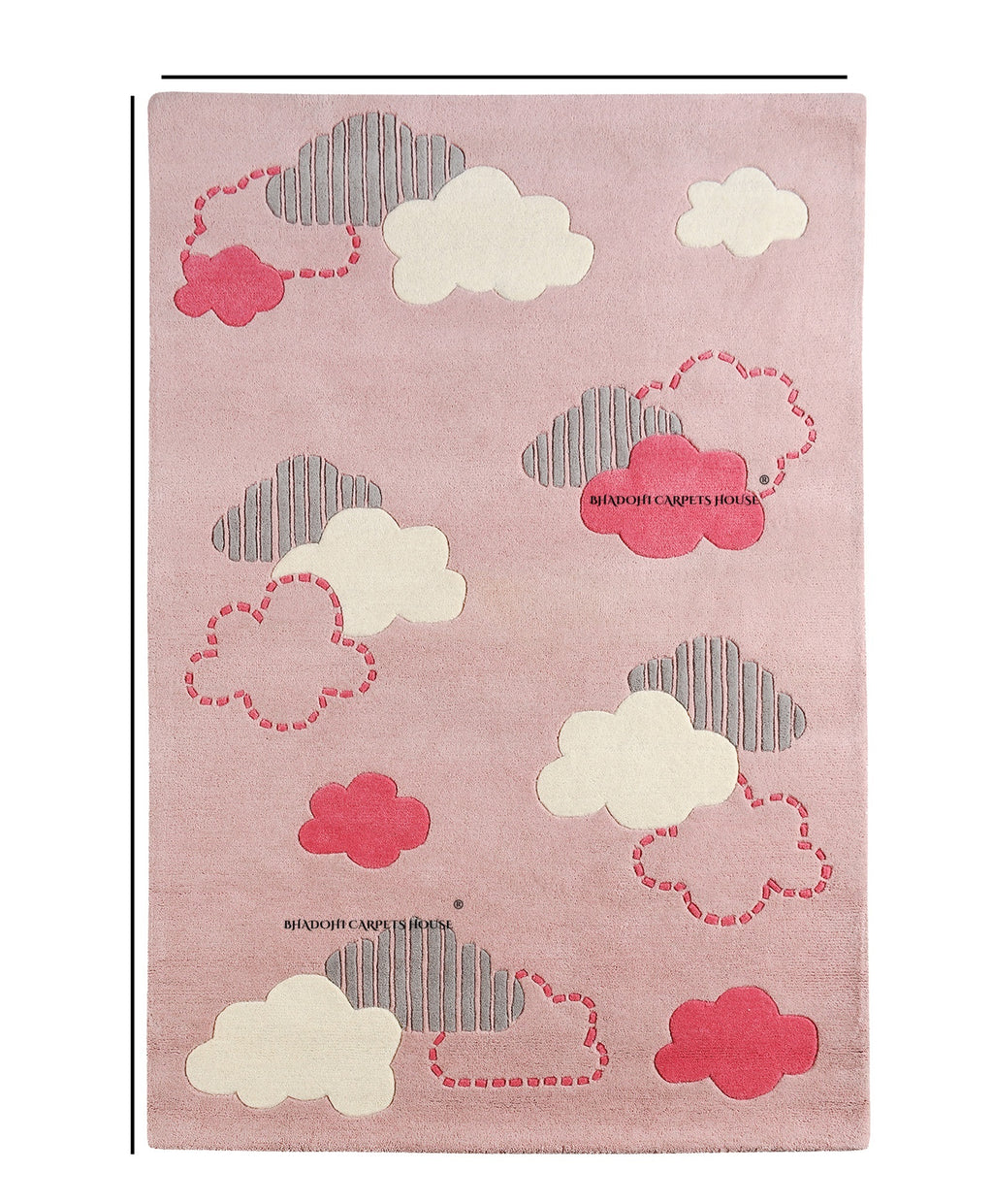 Pink Cloudscape – Handmade Wool Nursery Rug, Baby Room, Kid’s Room, Playroom, Child’s Space Area Rug, Toddler Bedroom Carpets – Perfect for Children's Room Décor