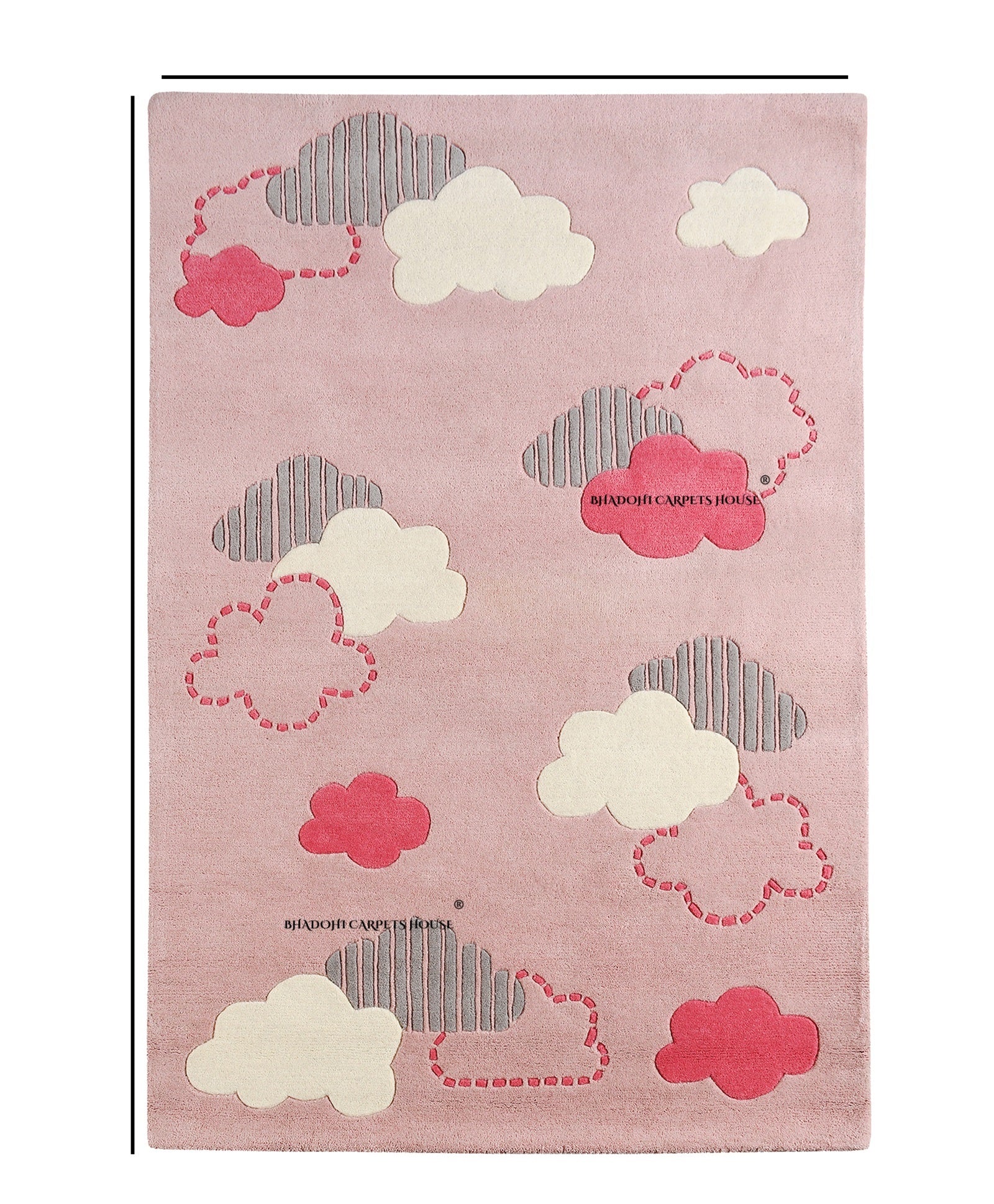 Pink Cloudscape – Handmade Wool Nursery Rug, Baby Room, Kid’s Room, Playroom, Child’s Space Area Rug, Toddler Bedroom Carpets – Perfect for Children's Room Décor