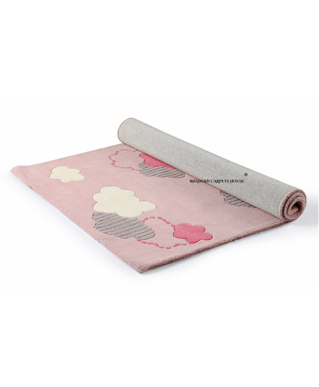 Pink Cloudscape – Handmade Wool Nursery Rug, Baby Room, Kid’s Room, Playroom, Child’s Space Area Rug, Toddler Bedroom Carpets – Perfect for Children's Room Décor