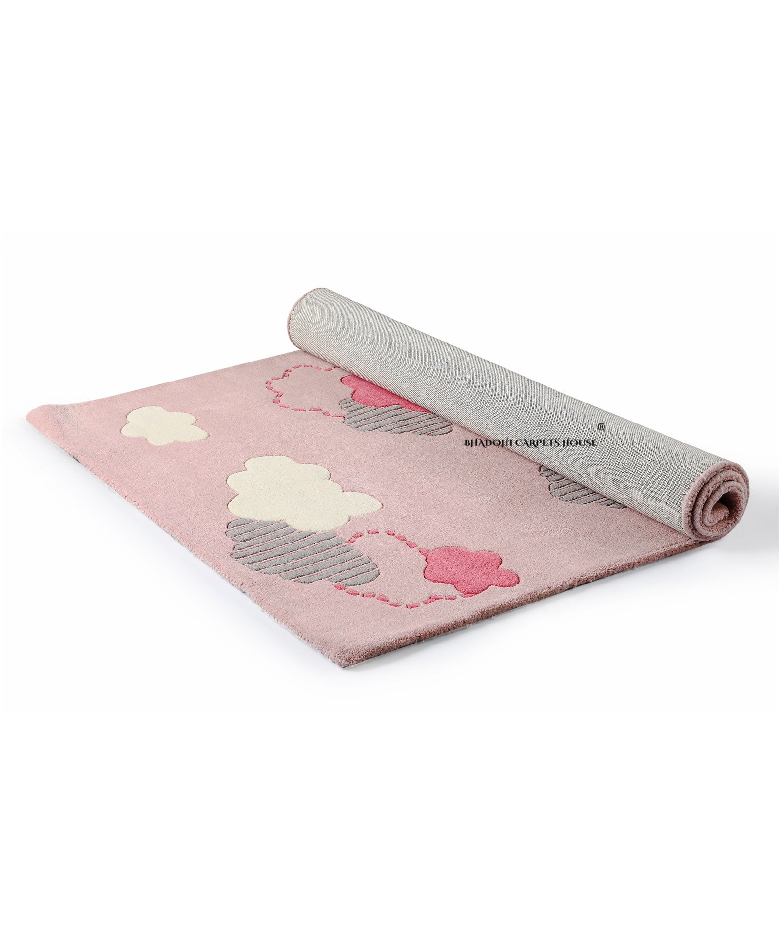 Pink Cloudscape – Handmade Wool Nursery Rug, Baby Room, Kid’s Room, Playroom, Child’s Space Area Rug, Toddler Bedroom Carpets – Perfect for Children's Room Décor