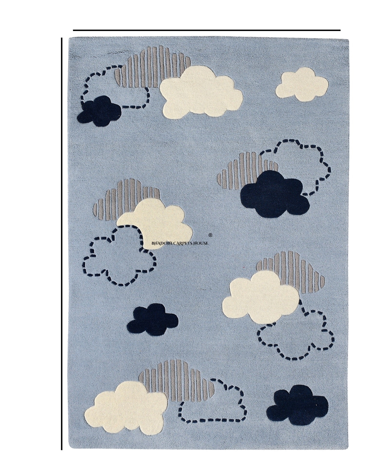 Sky Cloudscape – Handmade Wool Nursery Rug, Baby Room, Kid’s Room, Playroom, Child’s Space Area Rug, Toddler Bedroom Carpets – Perfect for Children's Room Décor