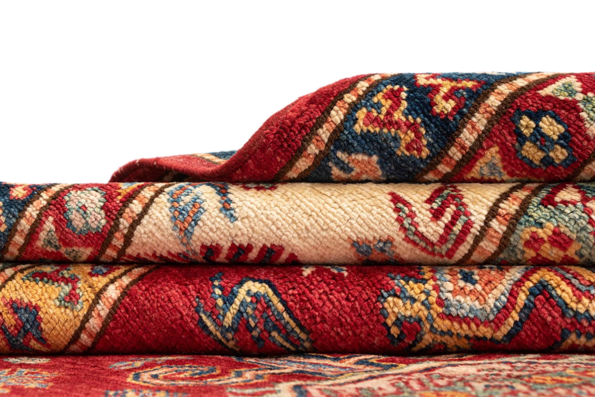 Red Color Kazak Hand-Knotted Wool Rug