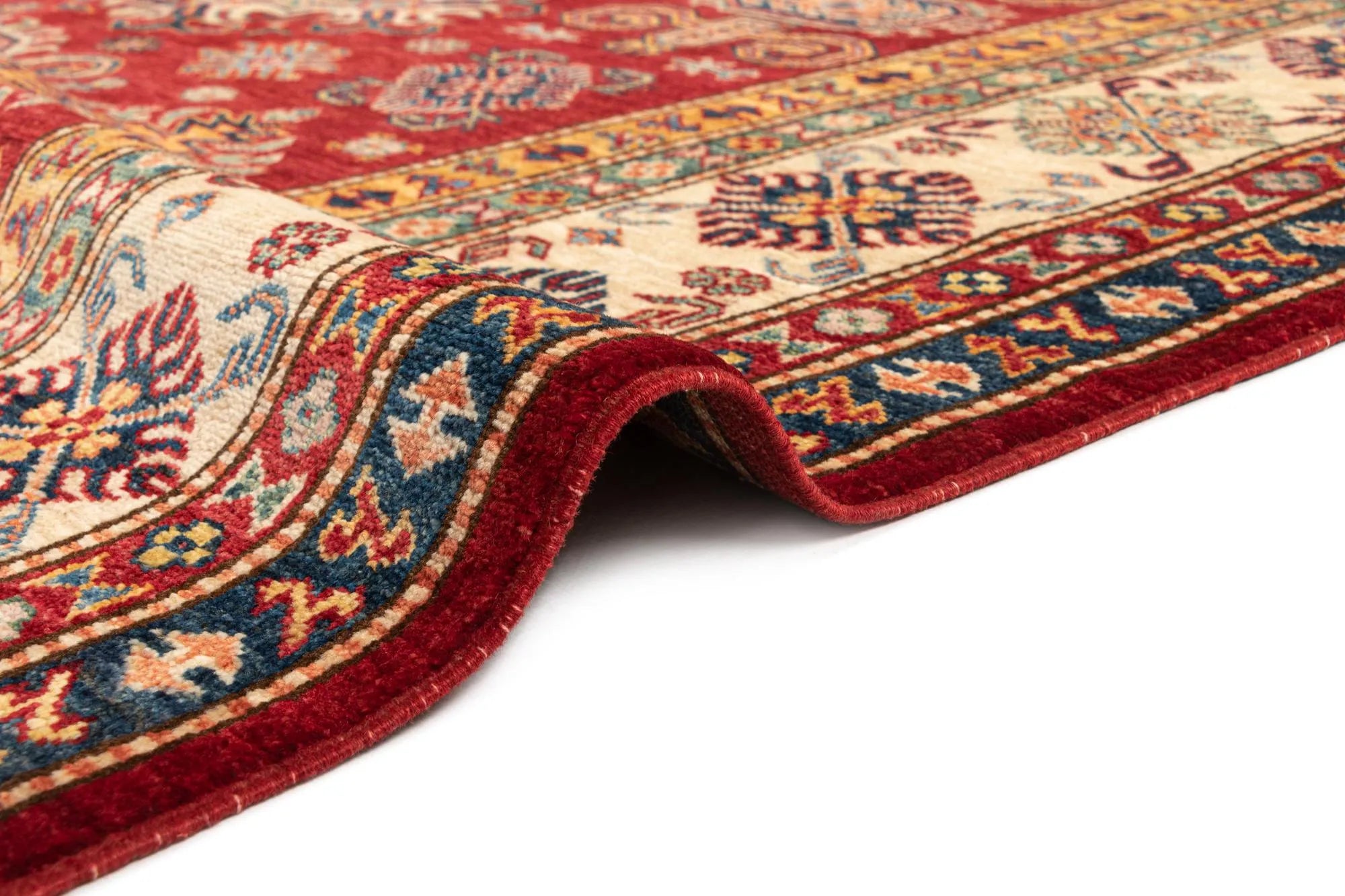 Red Color Kazak Hand-Knotted Wool Rug