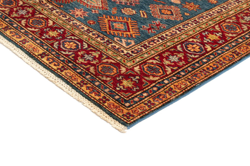 Blue Color Kazak Hand-Knotted Wool Rug