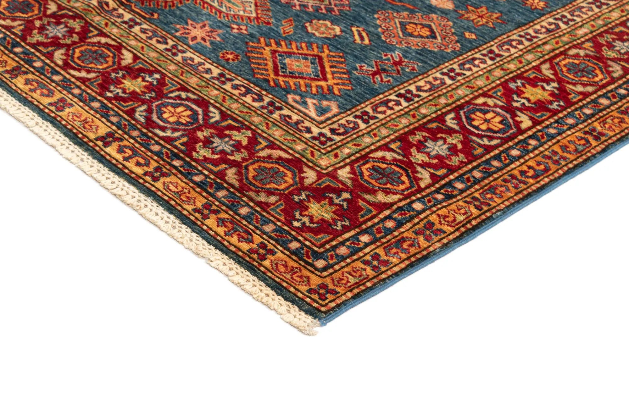 Blue Color Kazak Hand-Knotted Wool Rug