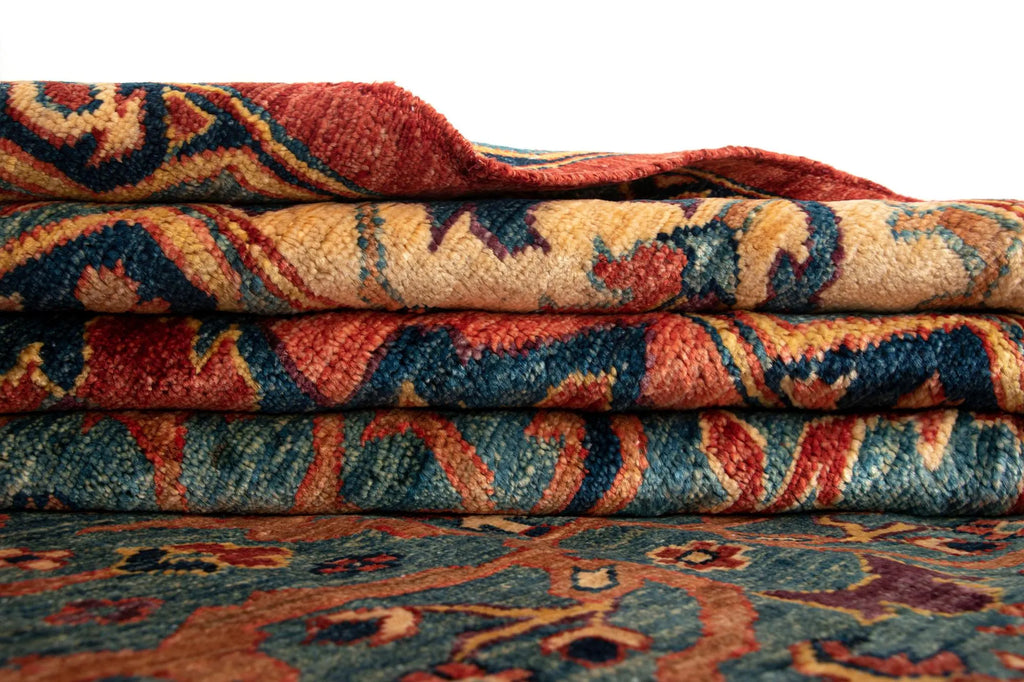 Rust Color Indo-Tabriz Hand-Knotted Wool Rug