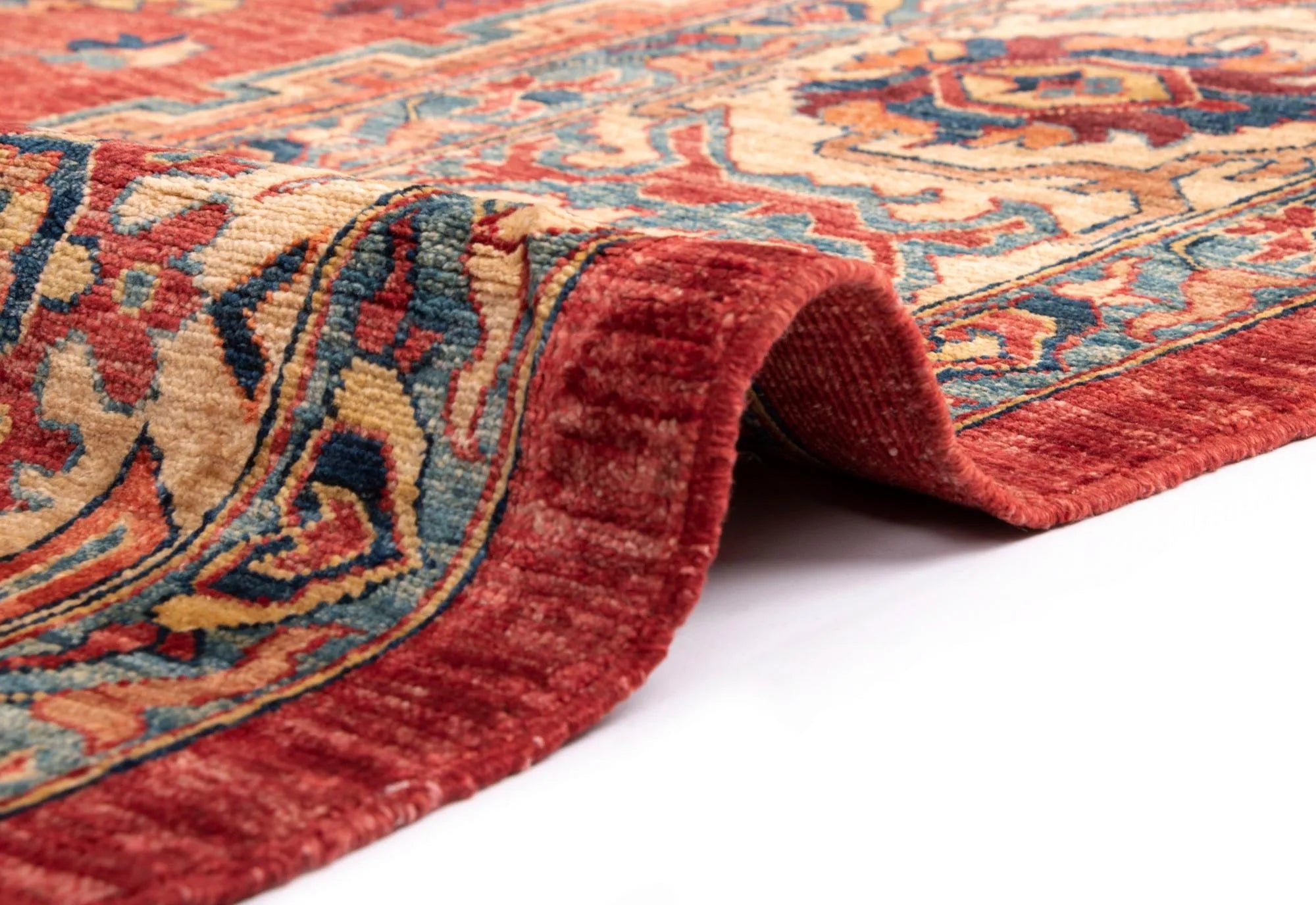 Rust Color Indo-Tabriz Hand-Knotted Wool Rug