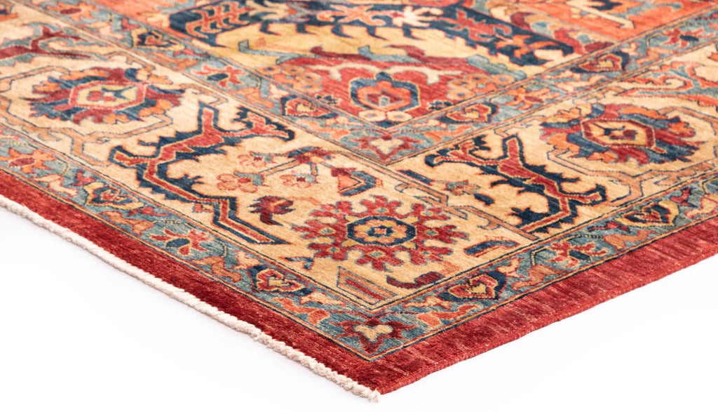 Rust Color Indo-Tabriz Hand-Knotted Wool Rug