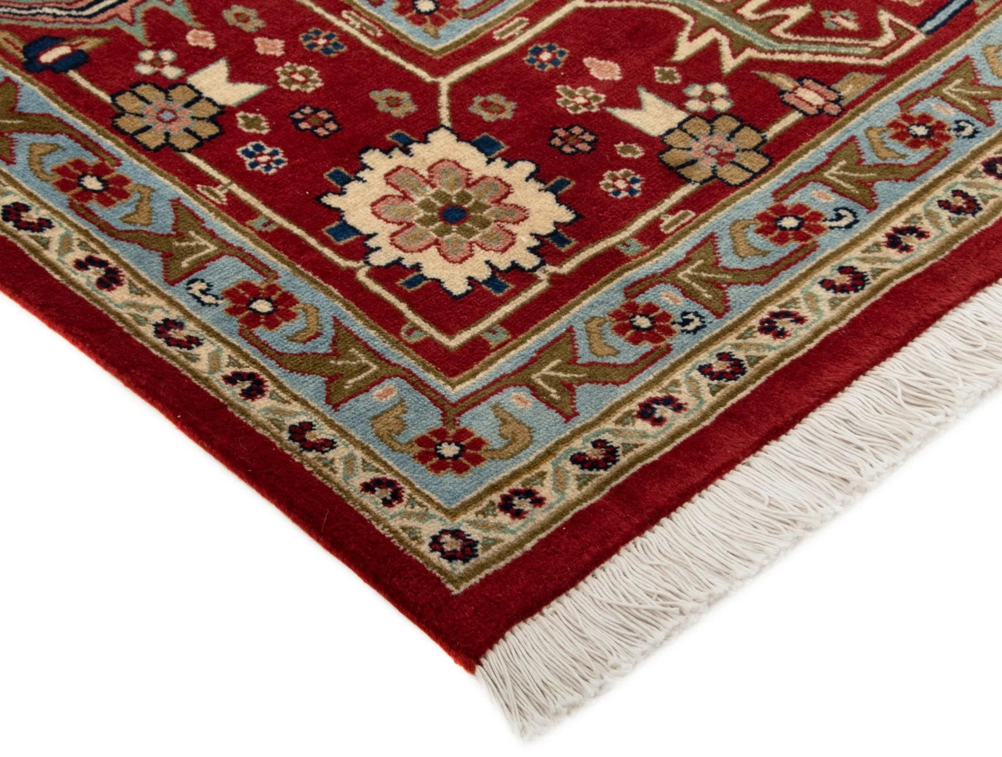 Maroon Color Indo-Tabriz Hand-Knotted Wool Rug
