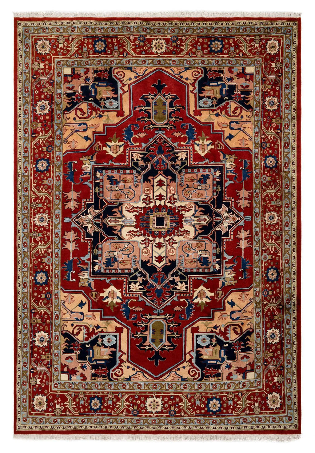 Maroon Color Indo-Tabriz Hand-Knotted Wool Rug
