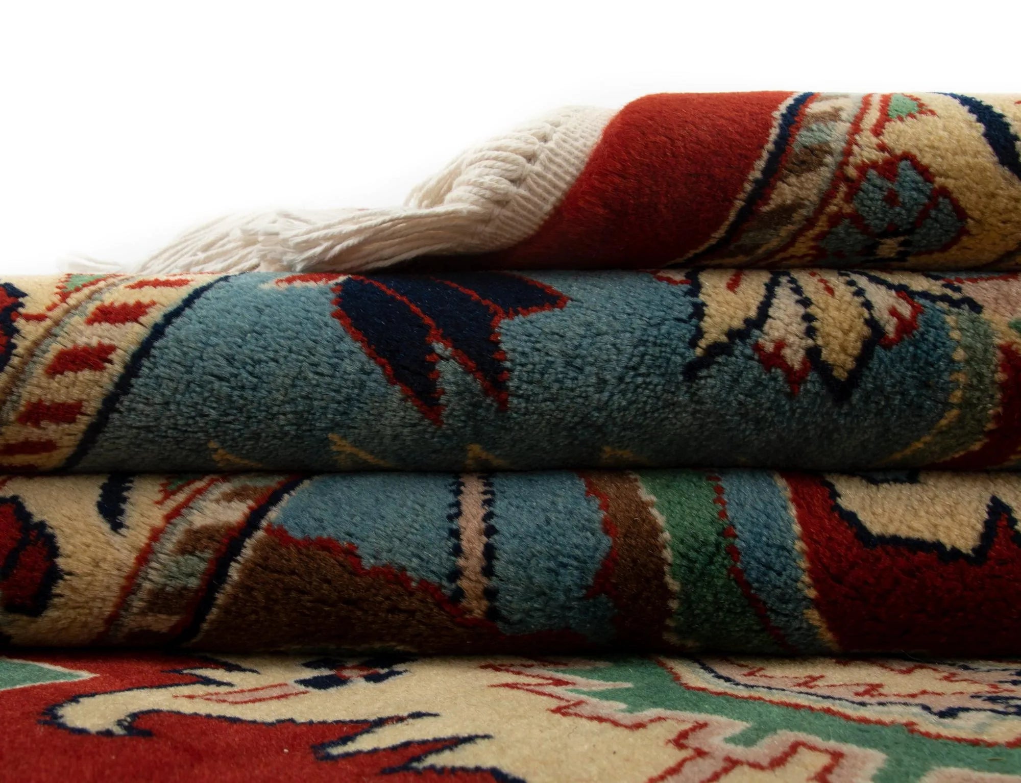 Maroon Color Indo-Tabriz Hand-Knotted Wool Rug