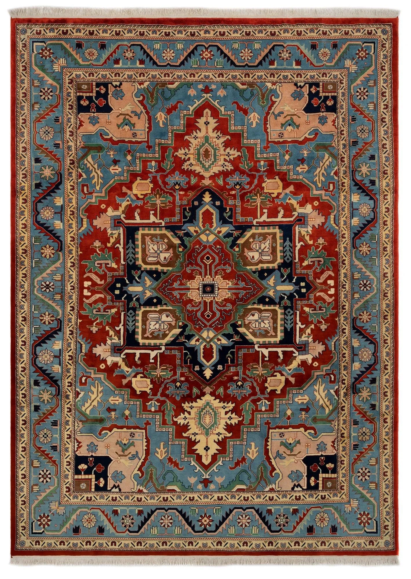 Maroon Color Indo-Tabriz Hand-Knotted Wool Rug