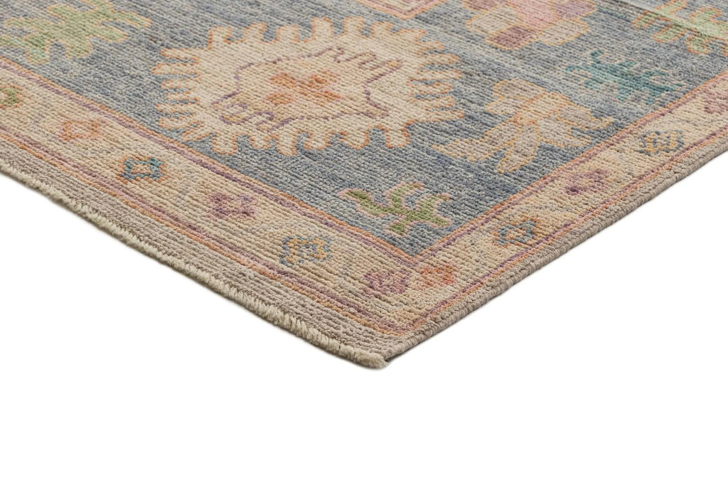 Beige Color Oushak Hand-Knotted Wool Rug