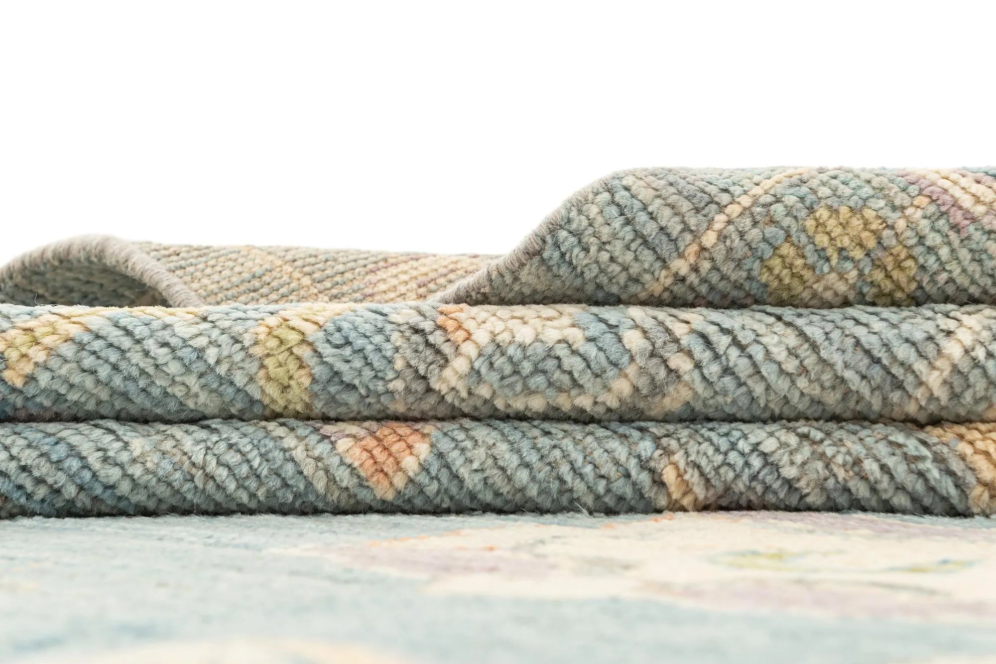 Silver Grey Color Oushak Hand-Knotted Wool Rug