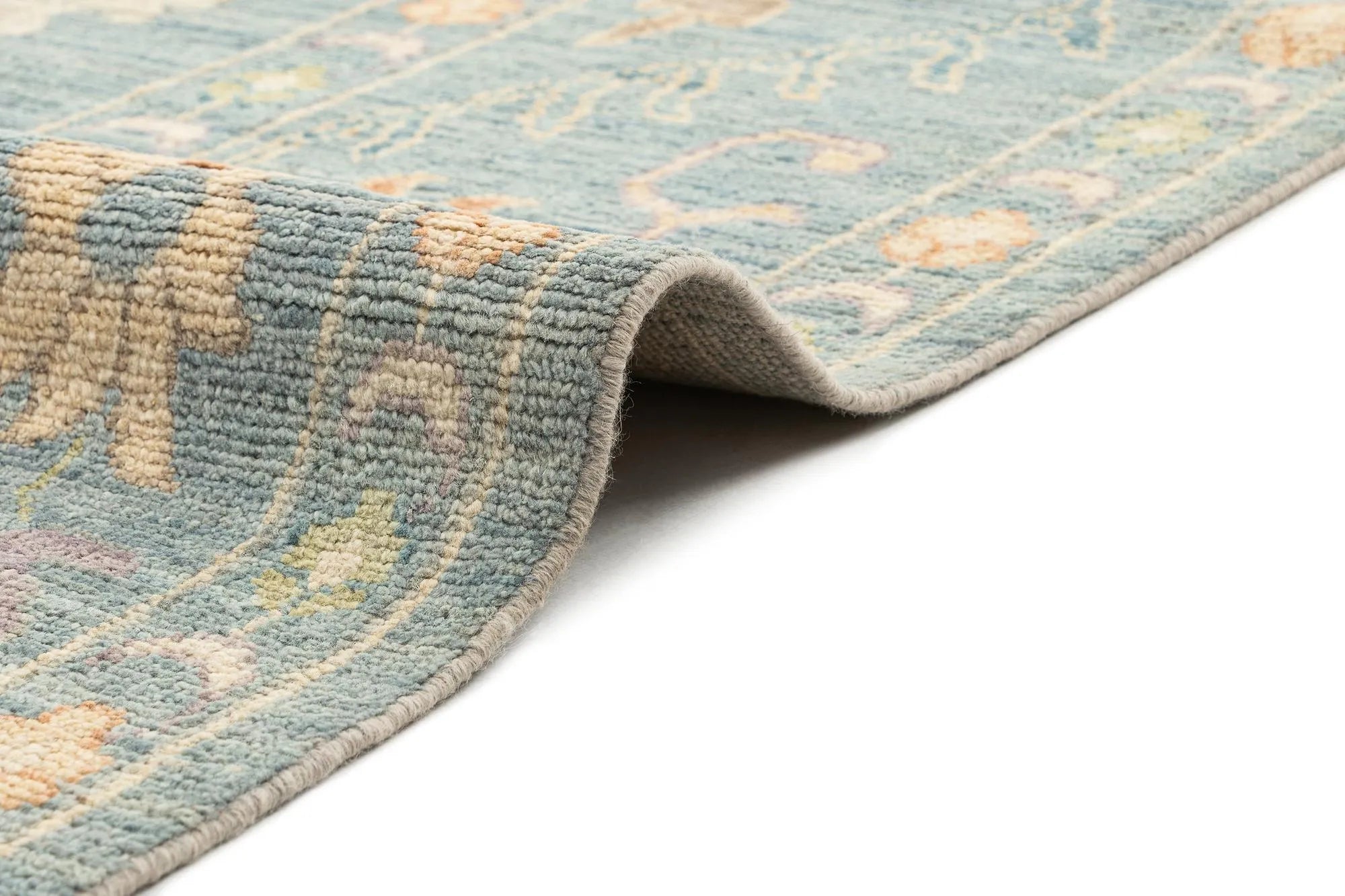 Silver Grey Color Oushak Hand-Knotted Wool Rug