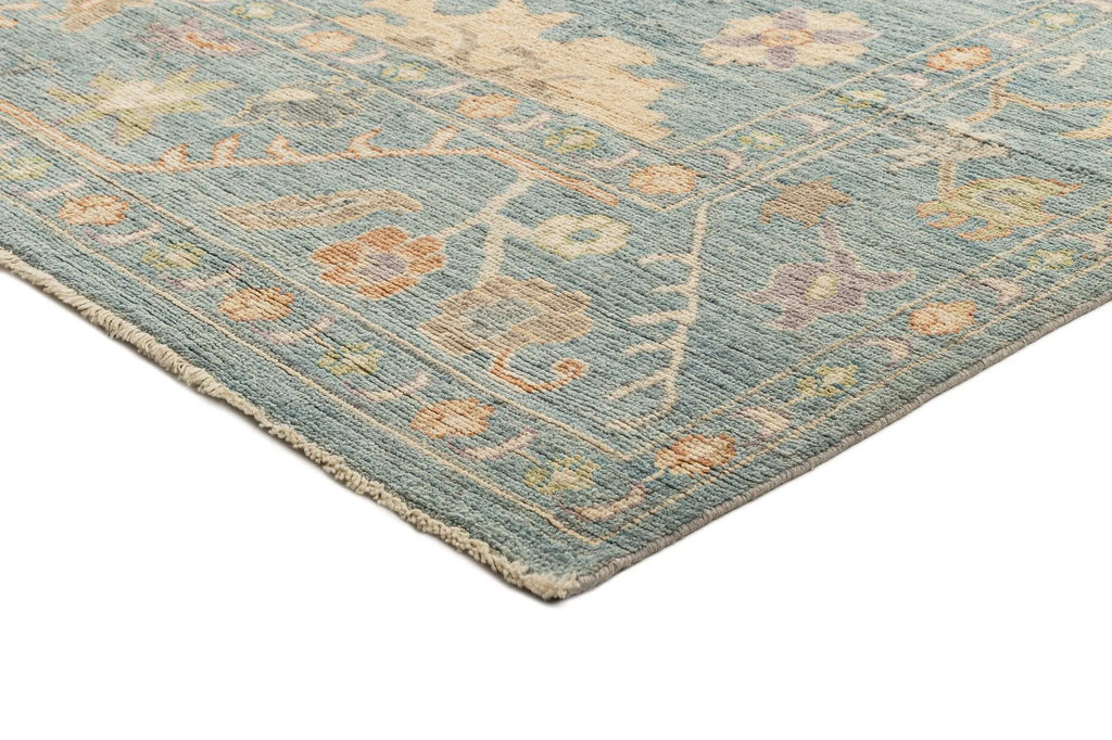 Silver Grey Color Oushak Hand-Knotted Wool Rug