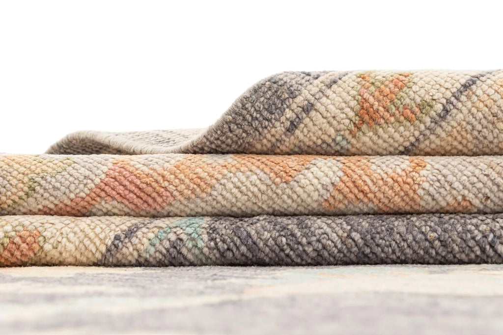 Light Brown Color Oushak Hand-Knotted Wool Rug