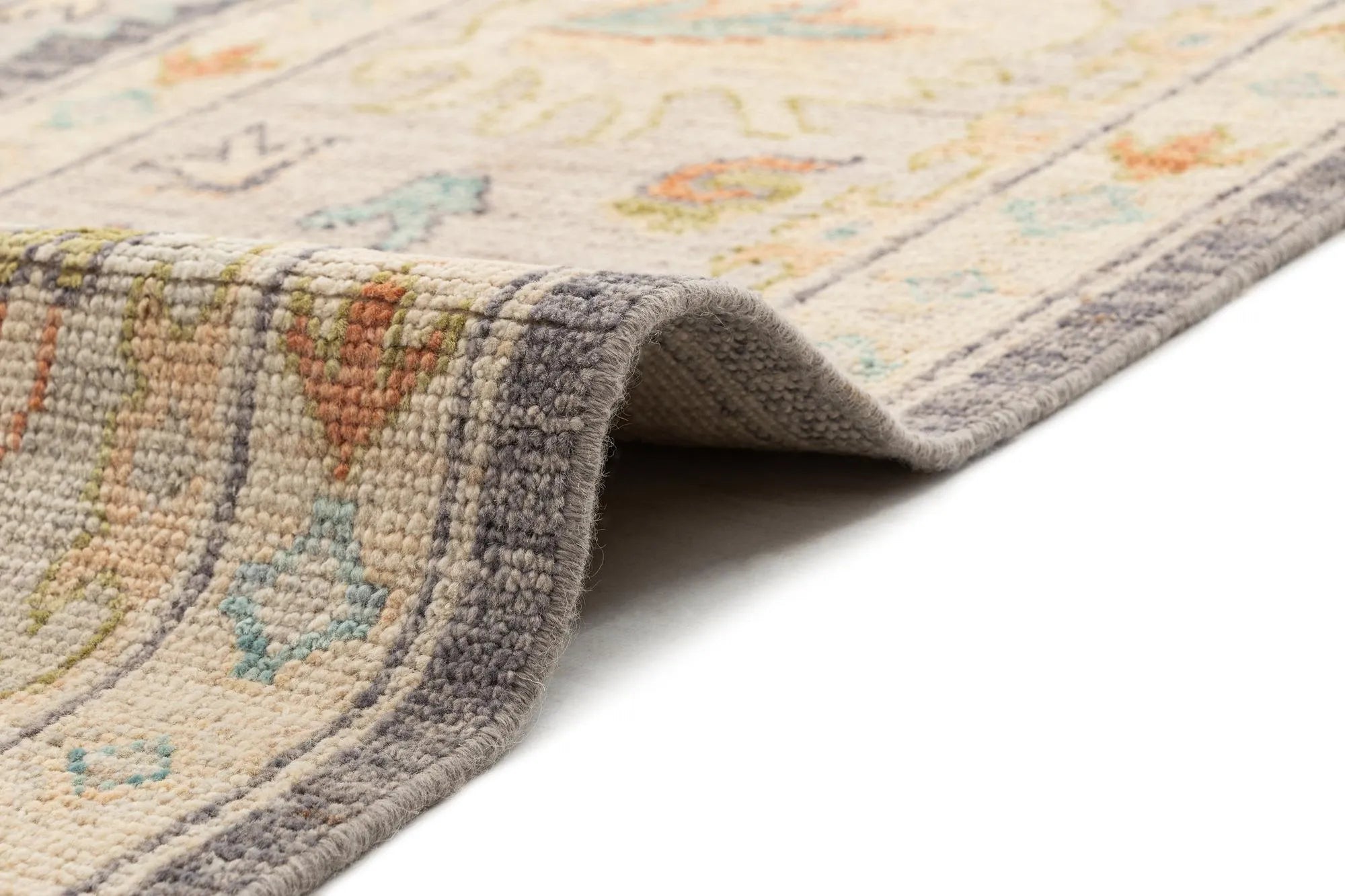 Light Brown Color Oushak Hand-Knotted Wool Rug