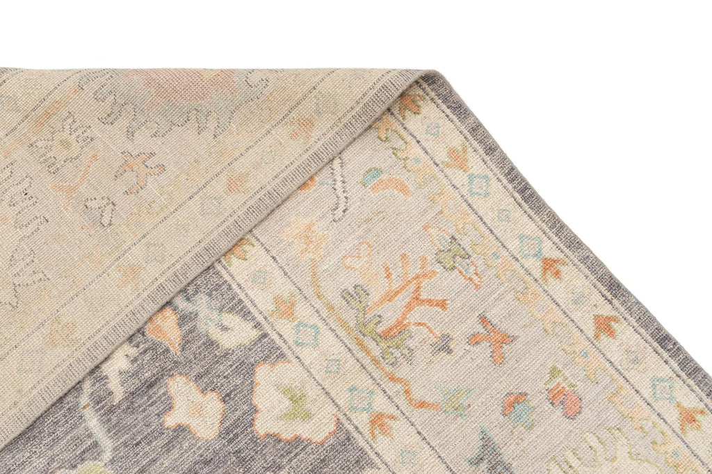 Light Brown Color Oushak Hand-Knotted Wool Rug