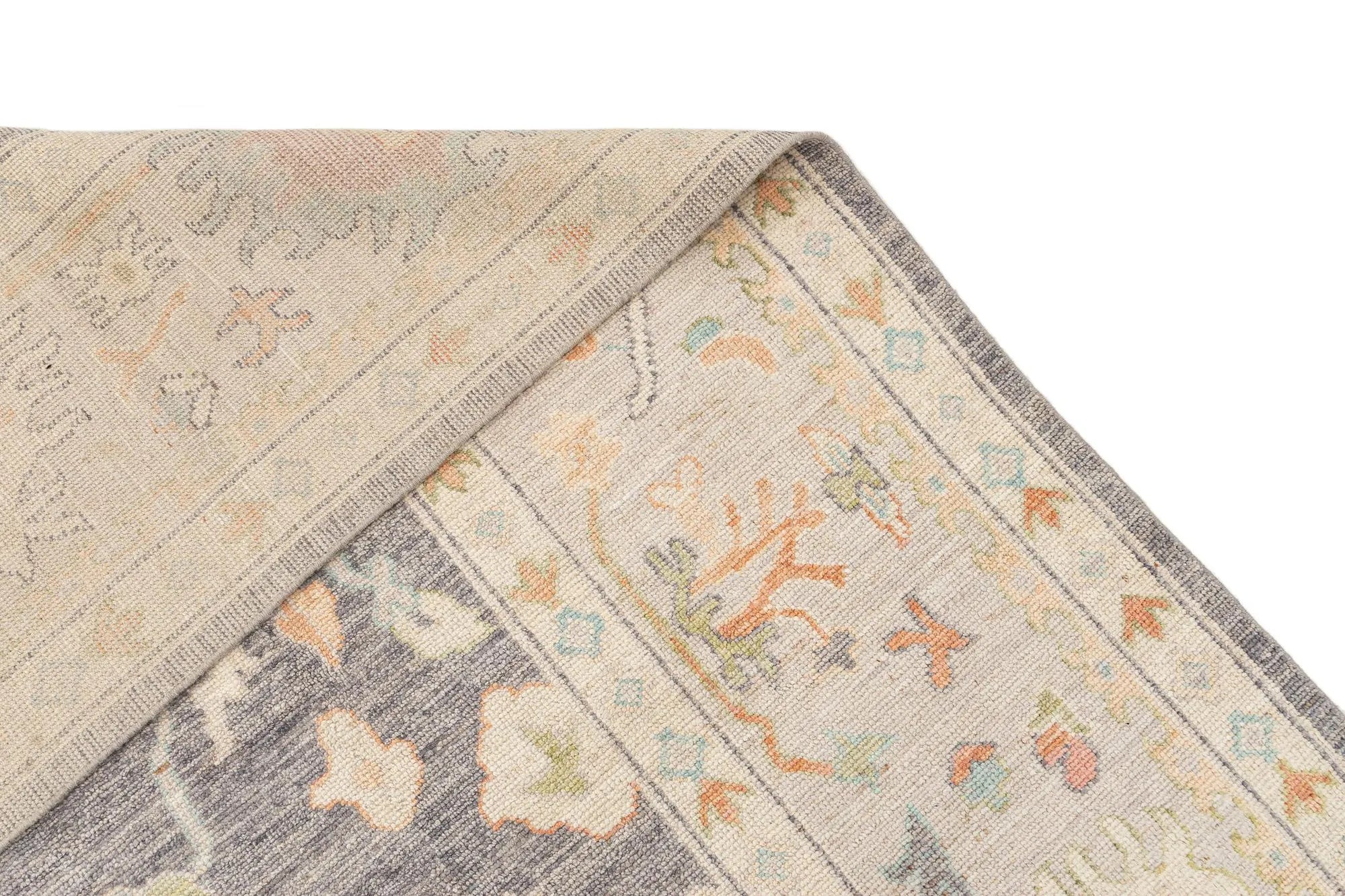 Light Brown Color Oushak Hand-Knotted Wool Rug