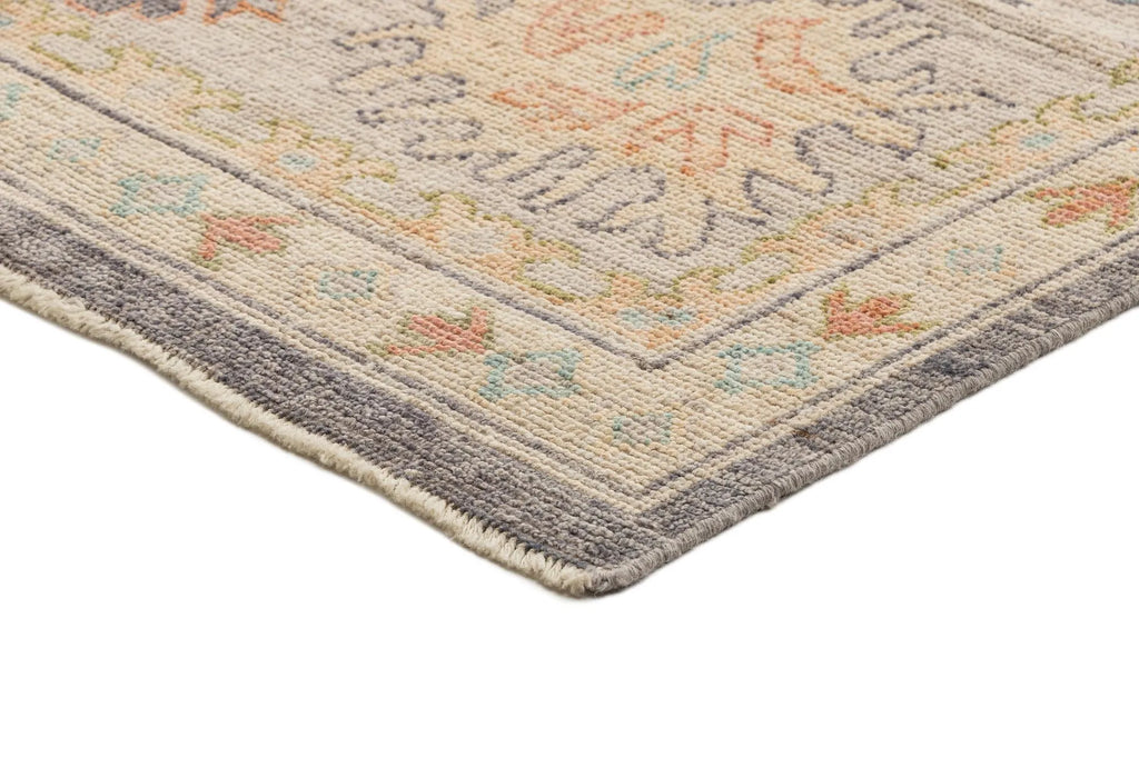 Light Brown Color Oushak Hand-Knotted Wool Rug