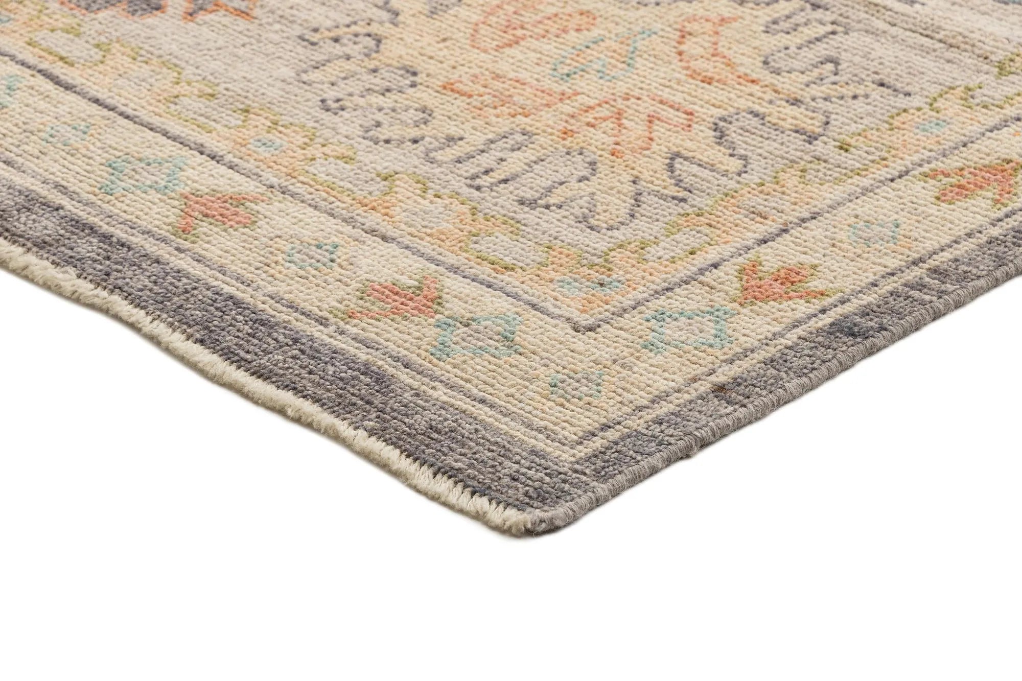 Light Brown Color Oushak Hand-Knotted Wool Rug