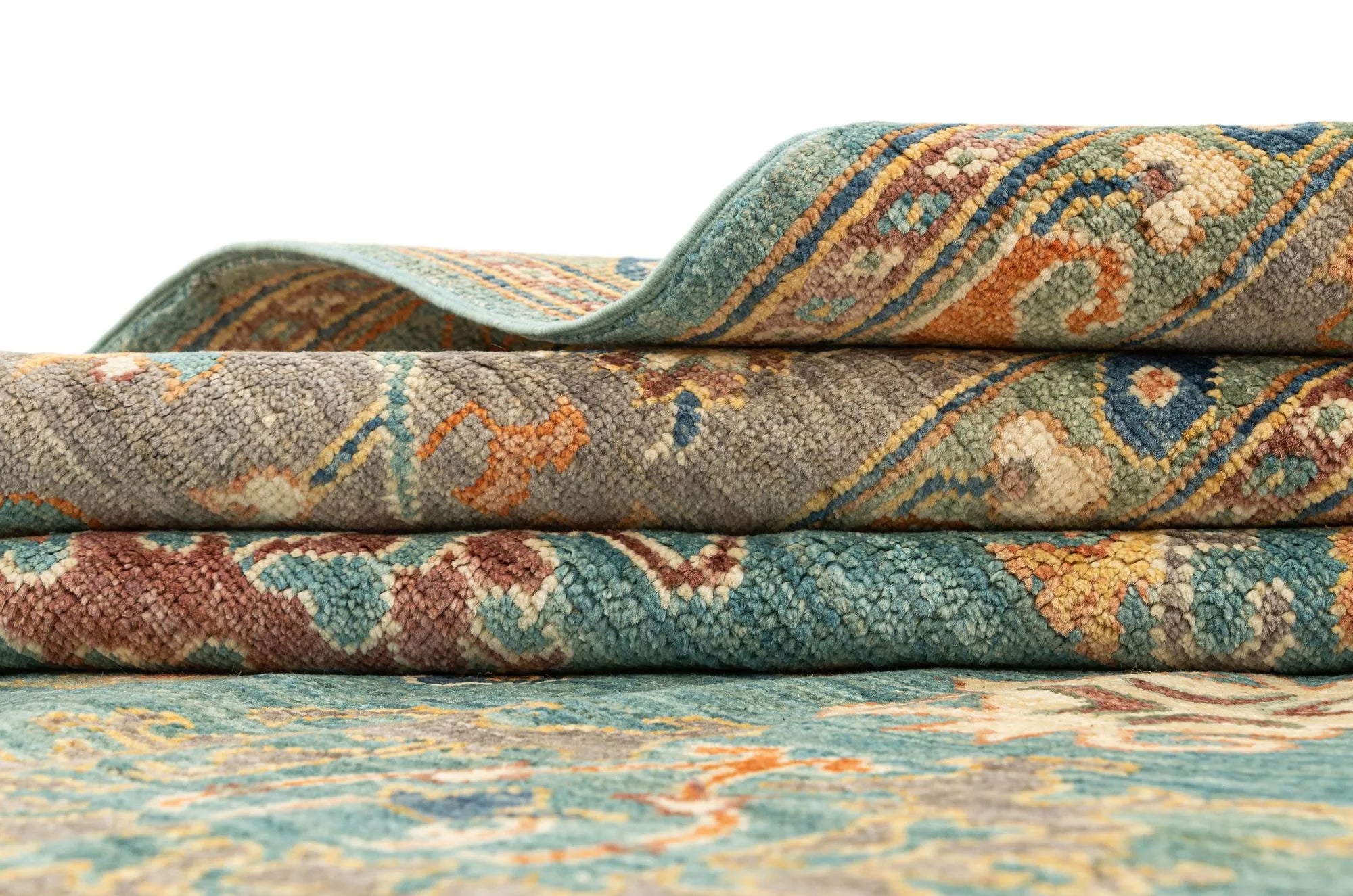 Blue Color Oushak Hand-Knotted Wool Rug