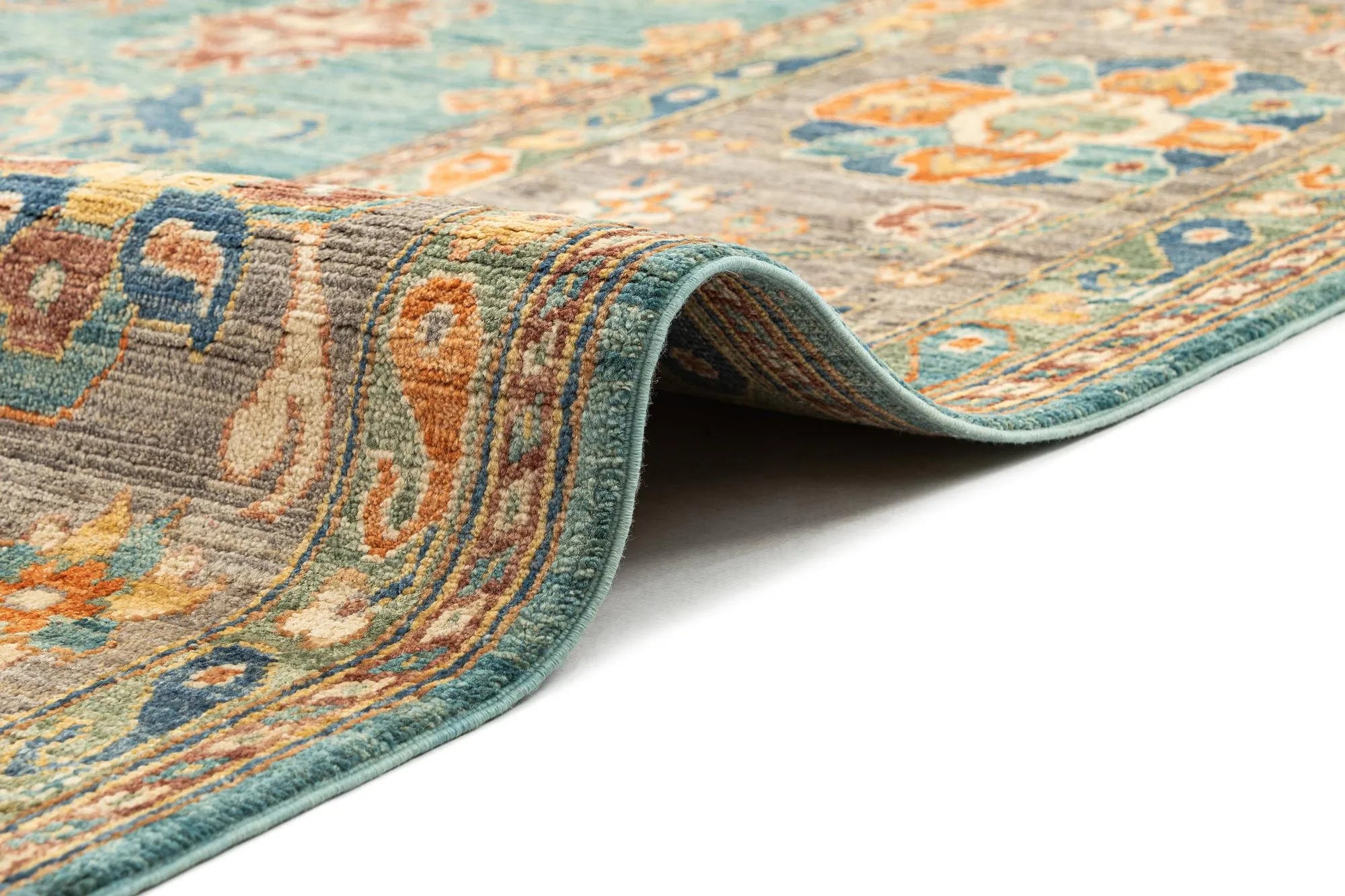 Blue Color Oushak Hand-Knotted Wool Rug