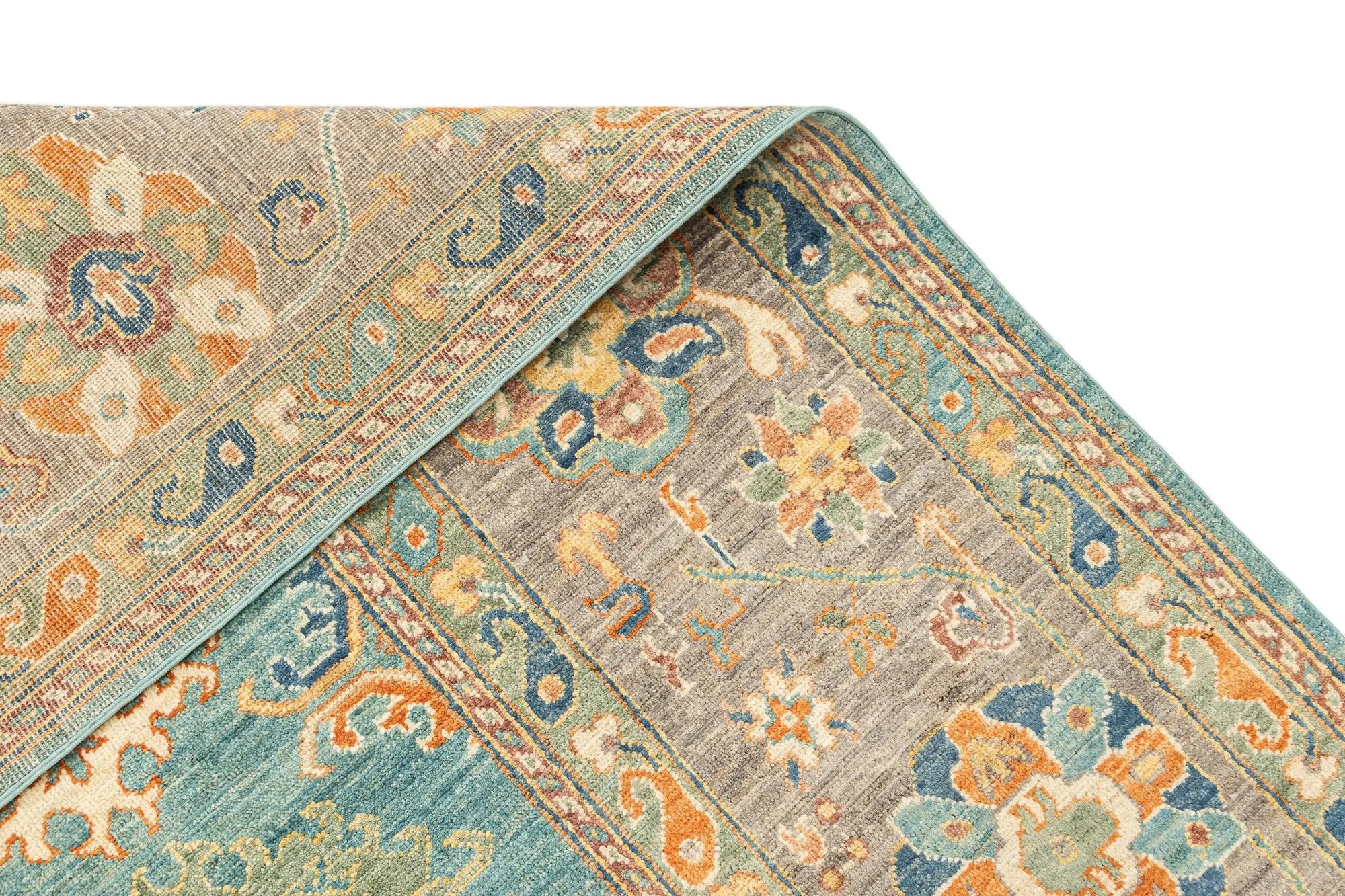 Blue Color Oushak Hand-Knotted Wool Rug