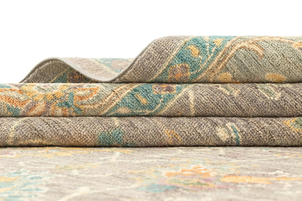 Light Brown Color Oushak Hand-Knotted Wool Rug